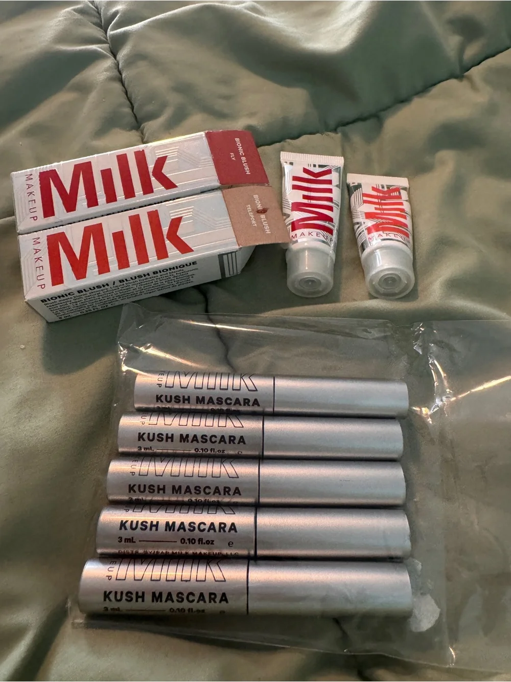 Milk Makeup blush duo in fly & teleport / 5 Milk lush travel size mascaras
